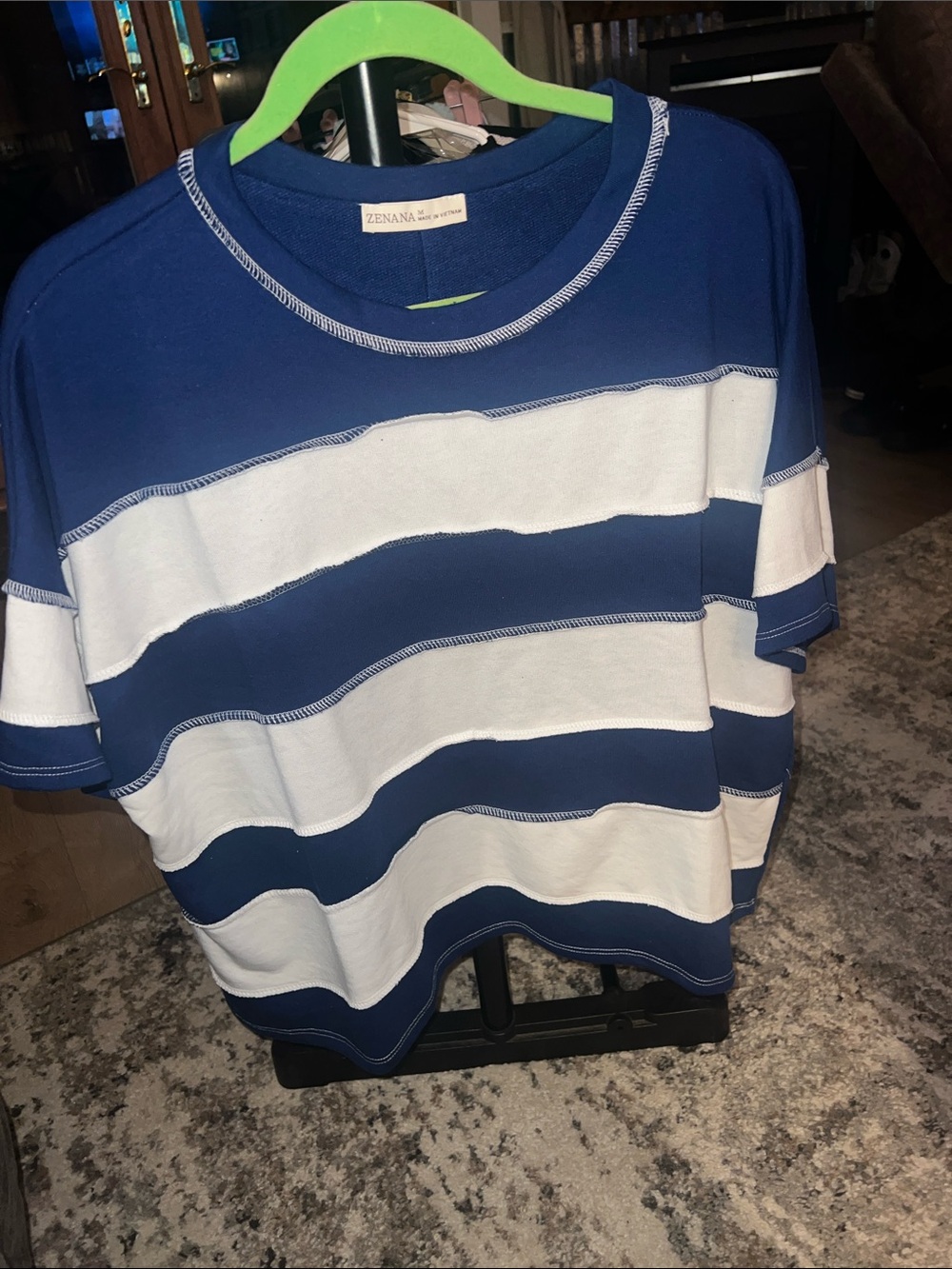 Zenana Striped Blue & White light sweatshirt.